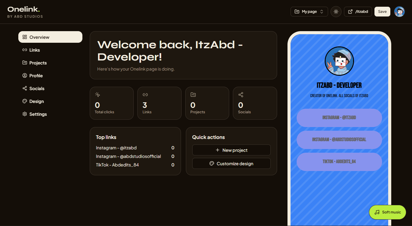 Onelink dashboard overview